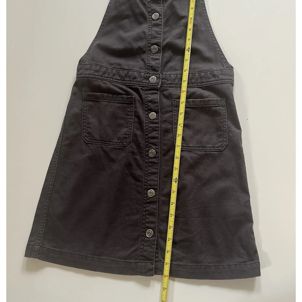 Old Navy Girls' Size XL (12) Dark Gray Bib Overall Dress 100% Cotton‎ Button Up